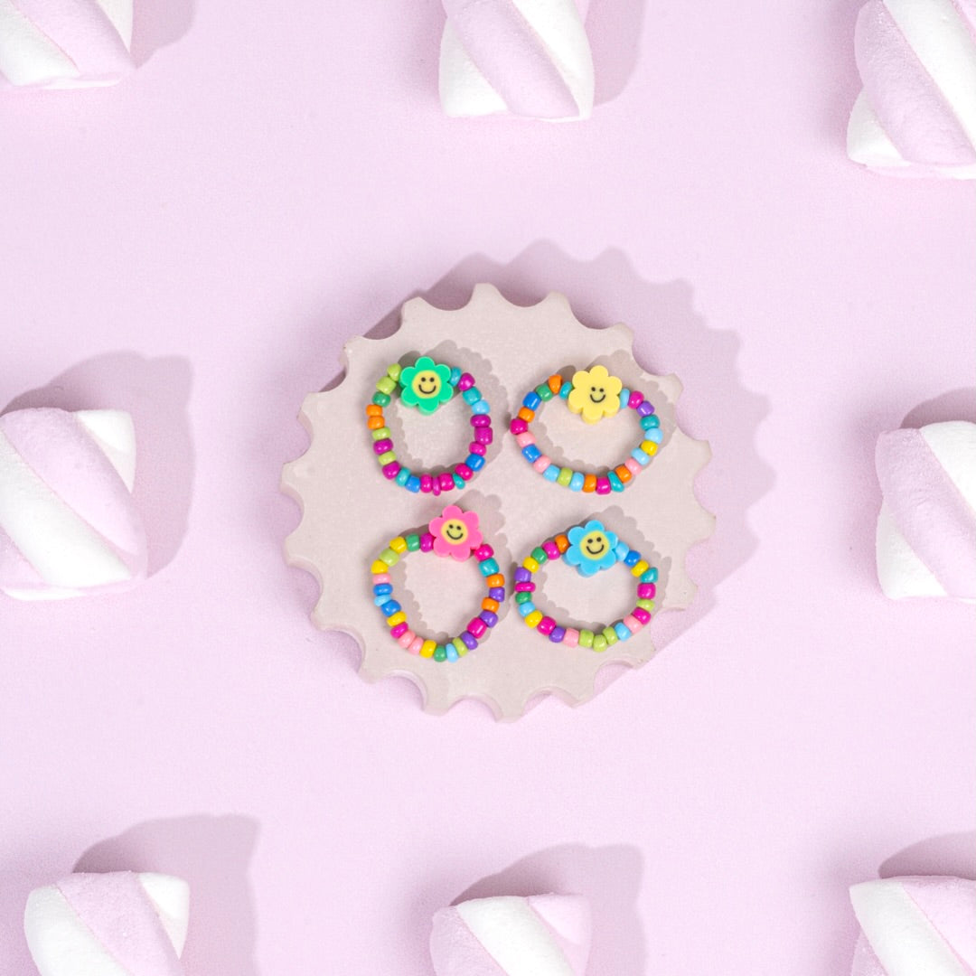 Smiley Flower Beads Ring